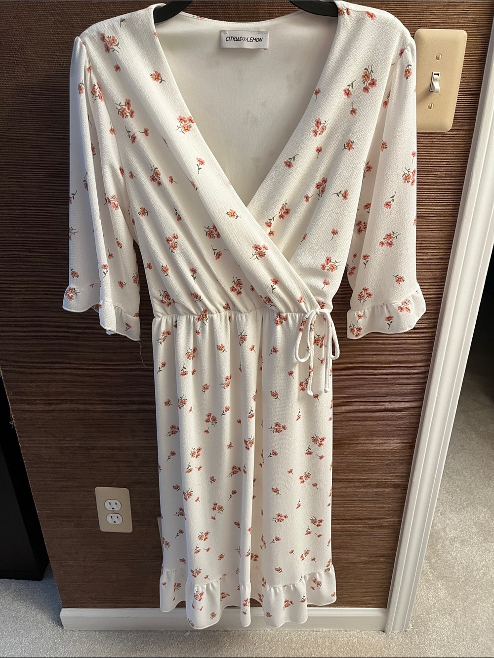 White Floral Wrap Dress